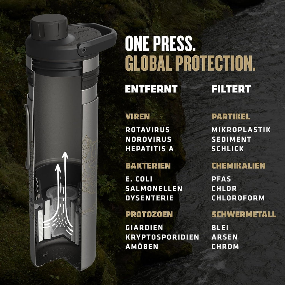 UltraPress® Ti Purifier - Covert Edition Titanium Trinkflasche 500ml GRAYL covert black | S4 Supplies