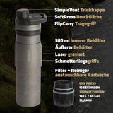 UltraPress® Ti Purifier - Covert Edition Titanium Trinkflasche 500ml GRAYL covert black | S4 Supplies