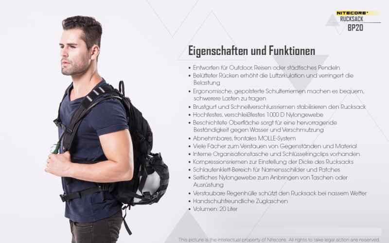 Nitecore BP20, schwarz" | S4 Supplies