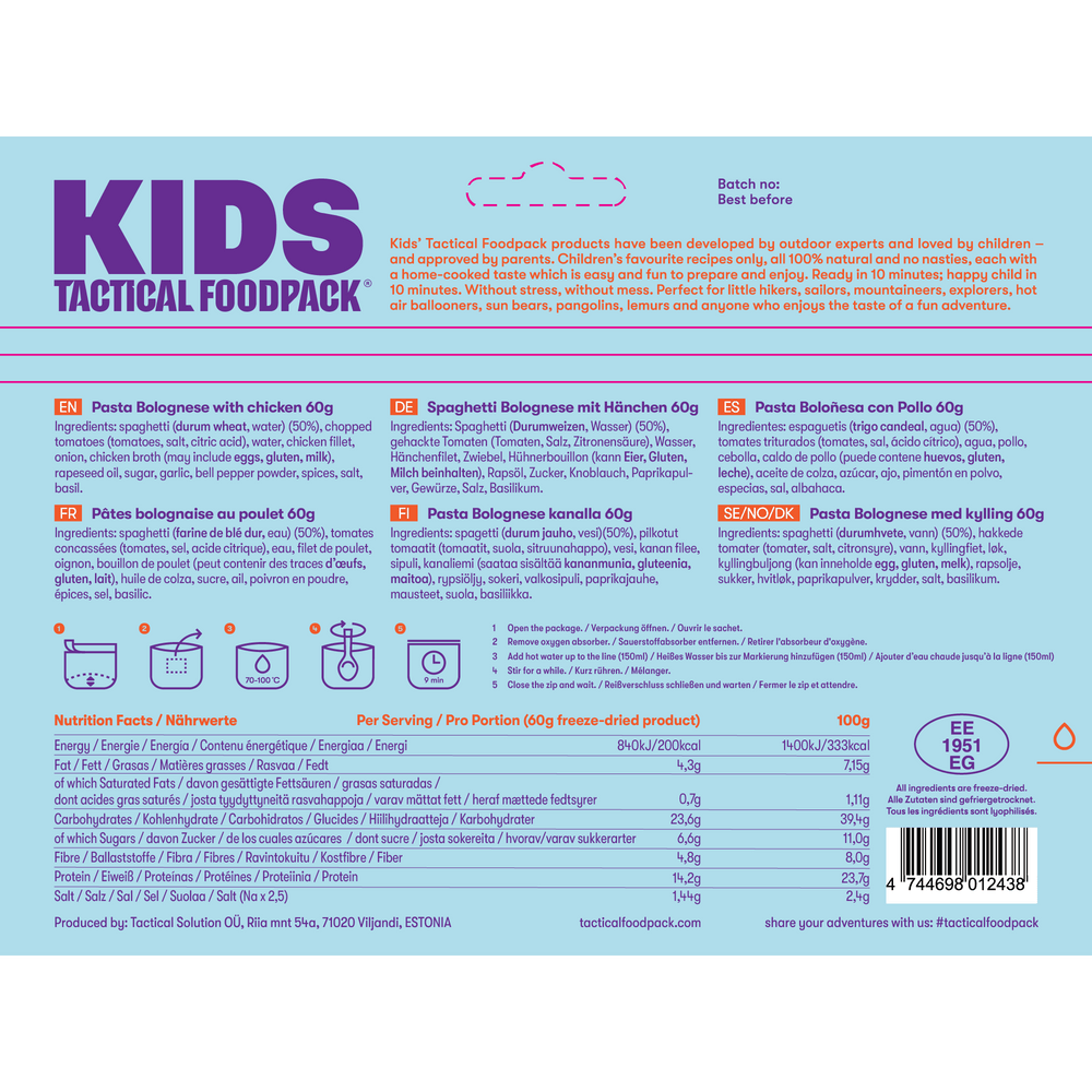 KIDS Menü-  Pasta Bolognese with chicken | S4 Supplies