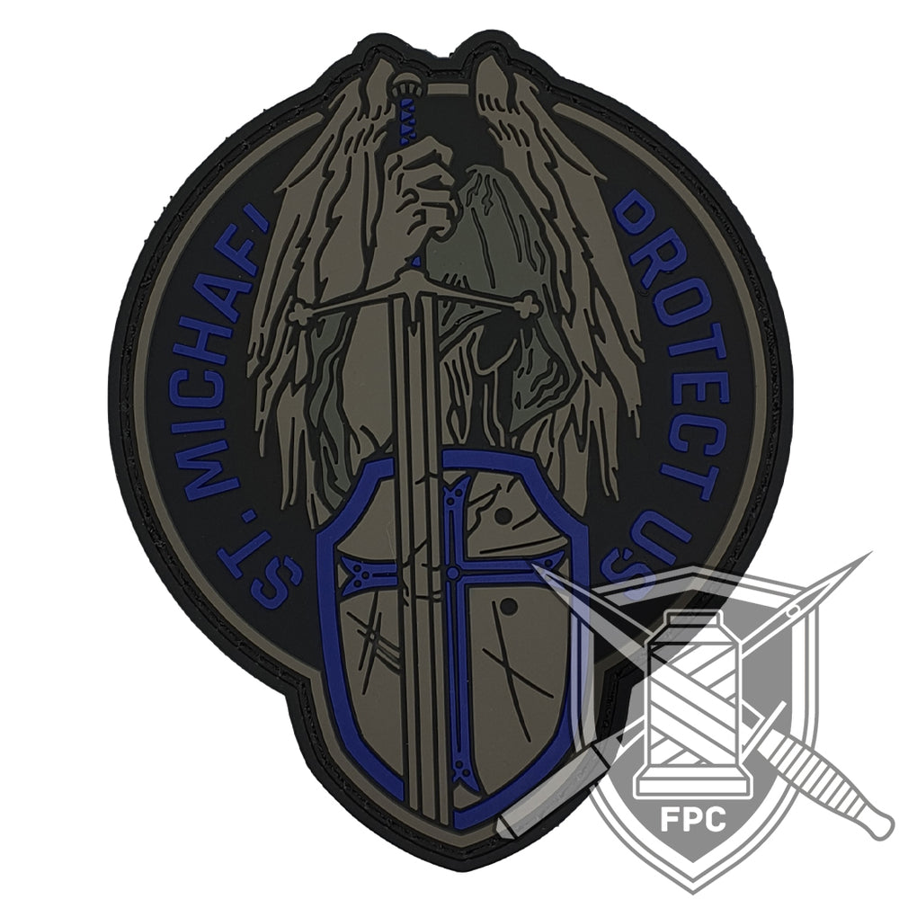 St. Michael - Protect us - Thin blue Line / blau - PVC Patch