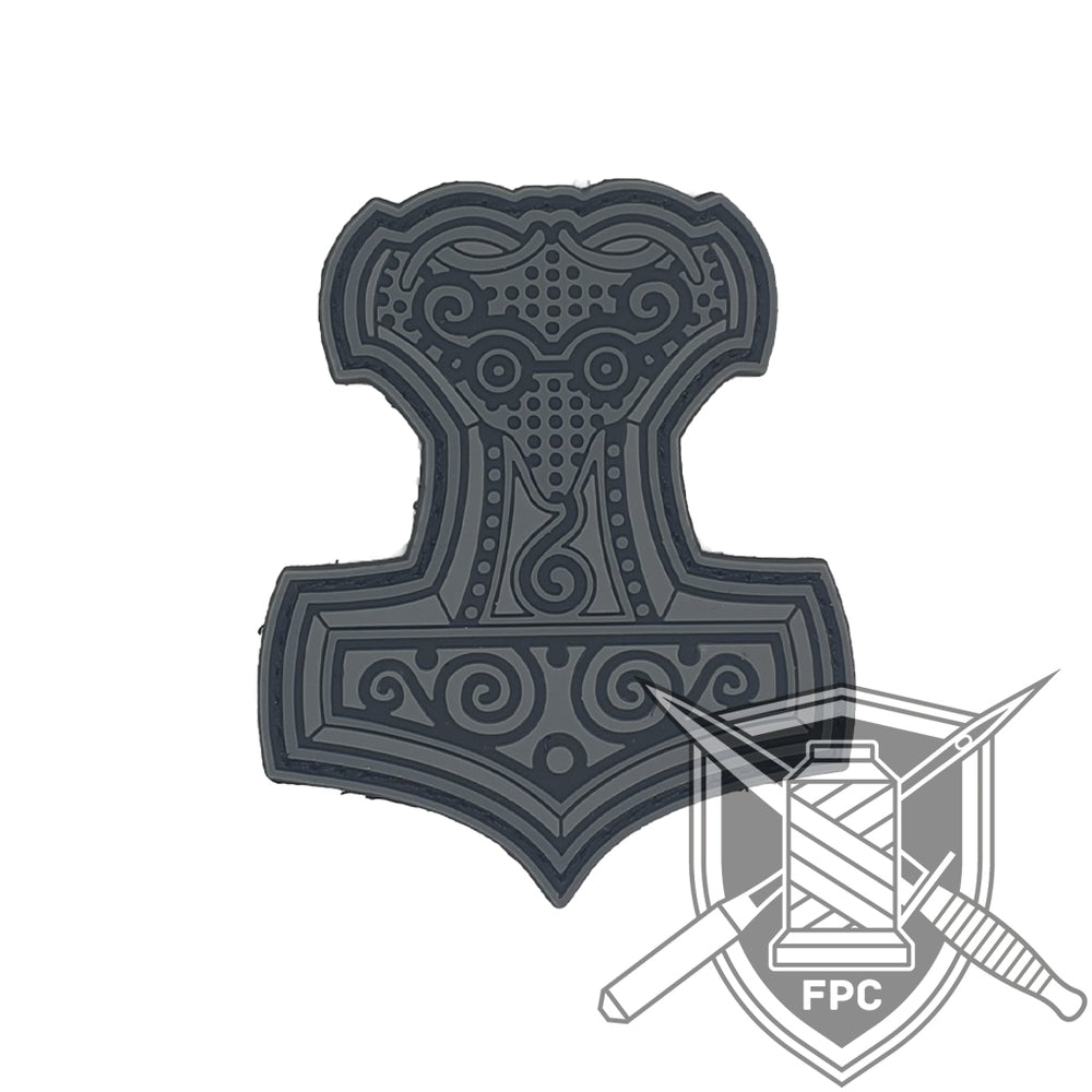 Thors Hammer - Mjölnir - PVC Patch - grau / swat