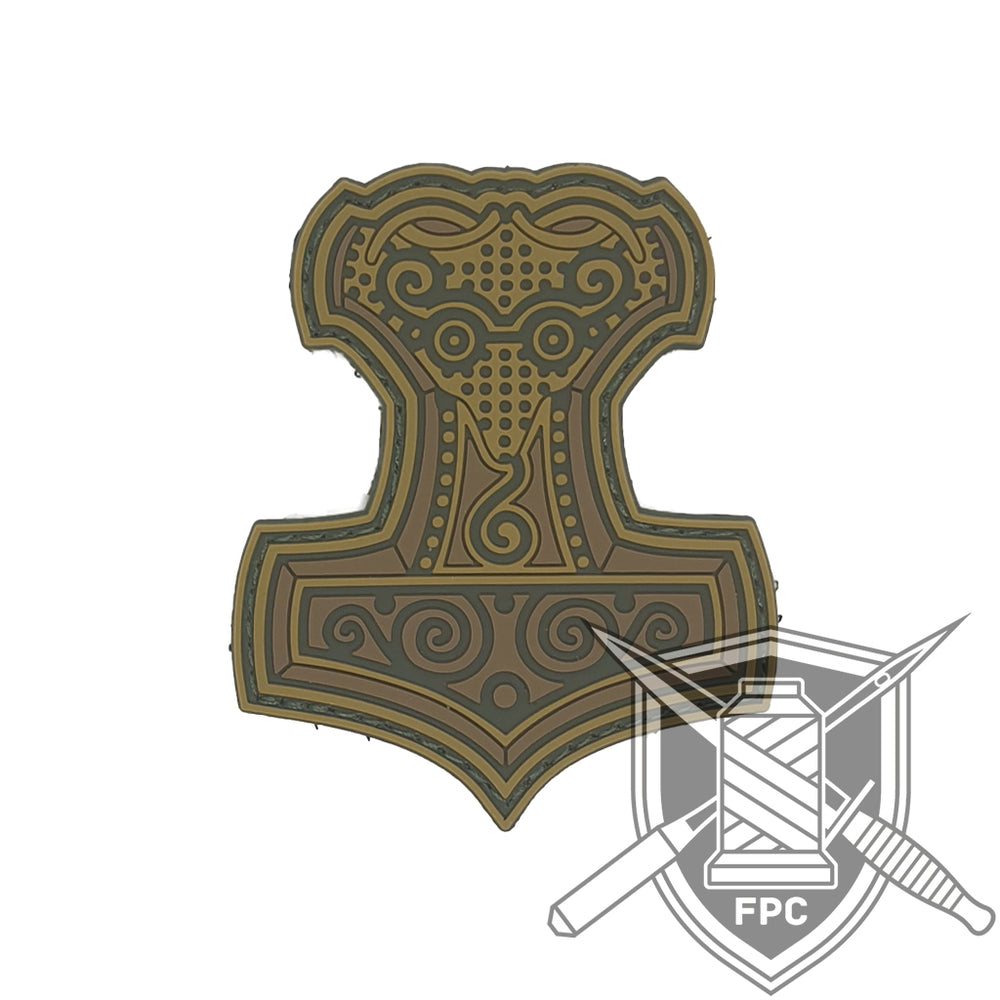 Thors Hammer - Mjölnir - PVC Patch - oliv