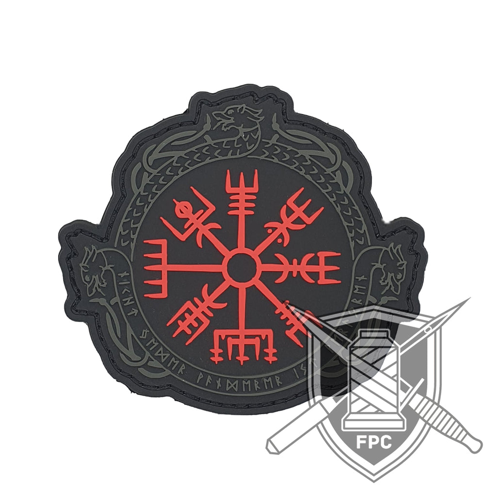 Vegvisir - Nordischer Wegweiser - Rot - PVC Patch